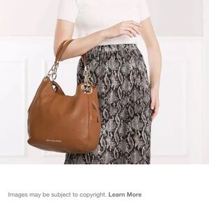 Gently used Michael Kors Lillie Large Pebbled Leather Shoulder Bag - Brown